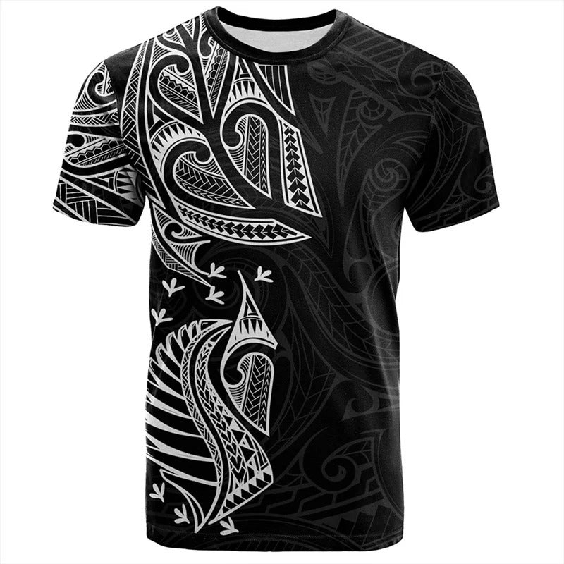 New Zealand Maori Tribal Patterns T Shirt New Zealand Waitangi Day Polynesian Pattern Black Shirt