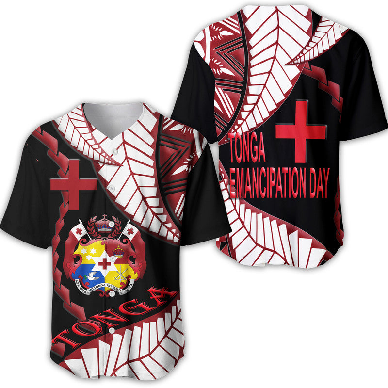 Tonga Emancipation Day Baseball Jersey Kupesi Pattern No.1 Black