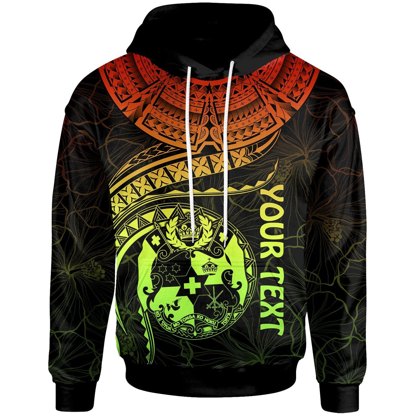 Tonga Polynesian Personalised Hoodie Tonga Waves Reggae