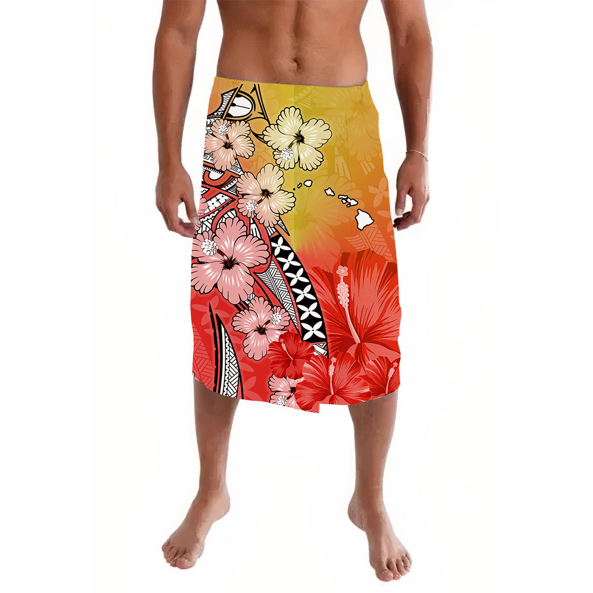 Hawaii Lavalava Polynesia Special 02 Hibiscus and Map Mystical