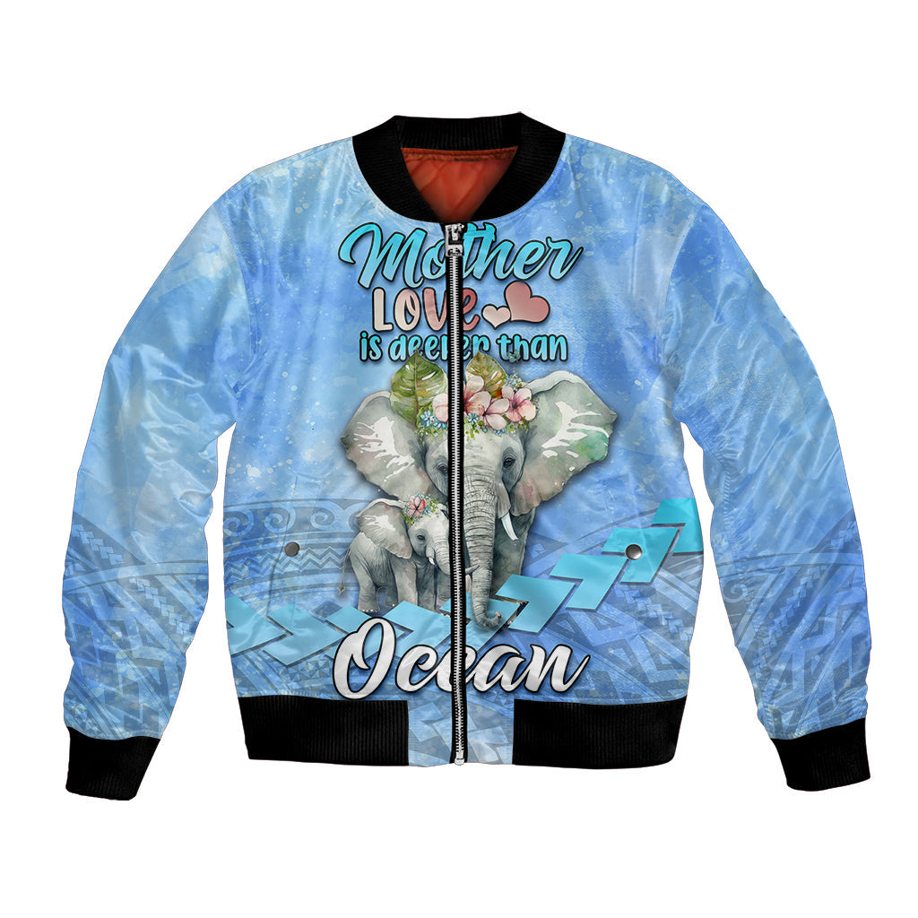 Mother's Day Elephant Watercolor Style Mix Polynesian Pattern Bomber Jacket TS07