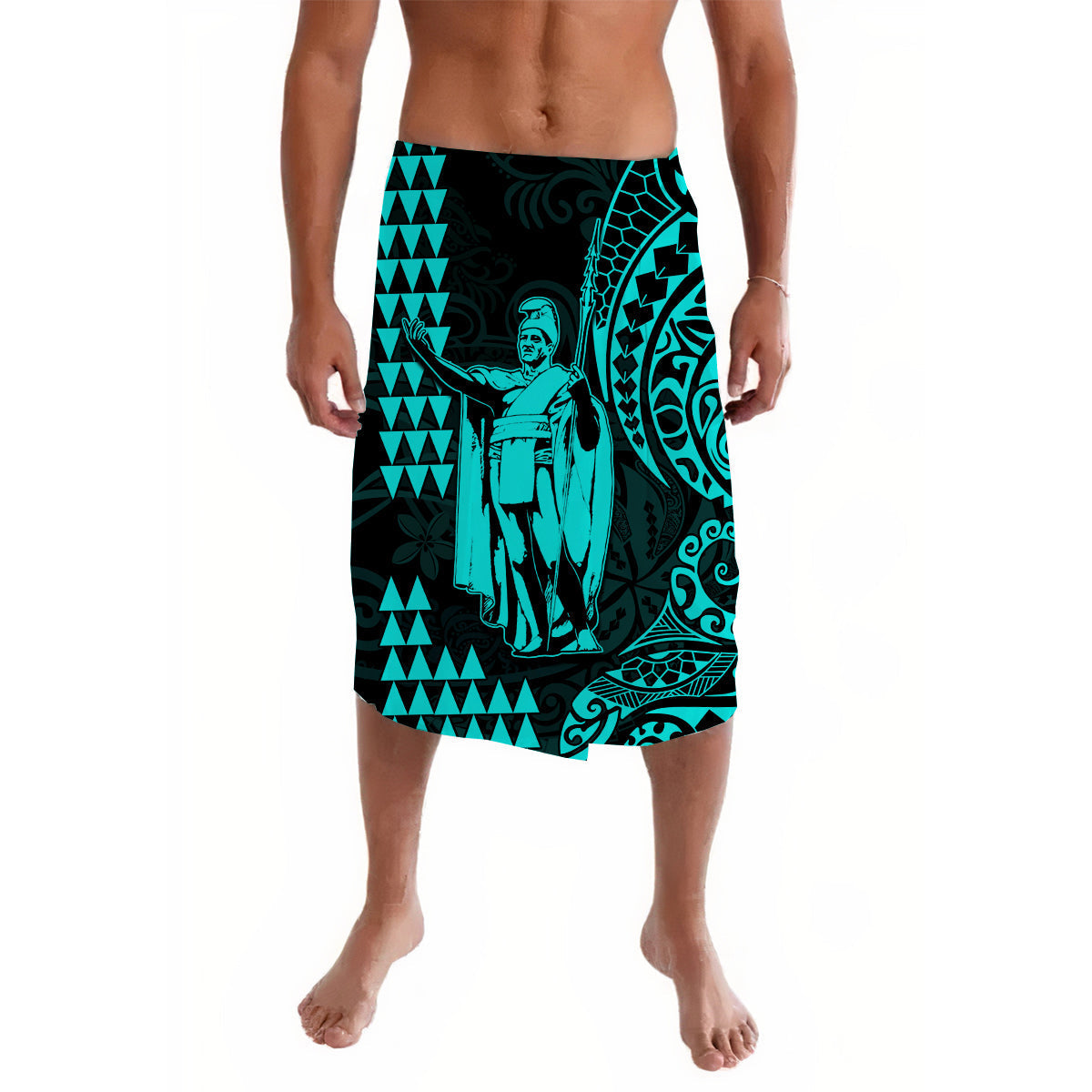 Hawaii Day Kakau Lavalava Proud To Be Hawaiian Turquoise King Kamehameha and Kanaka Maoli