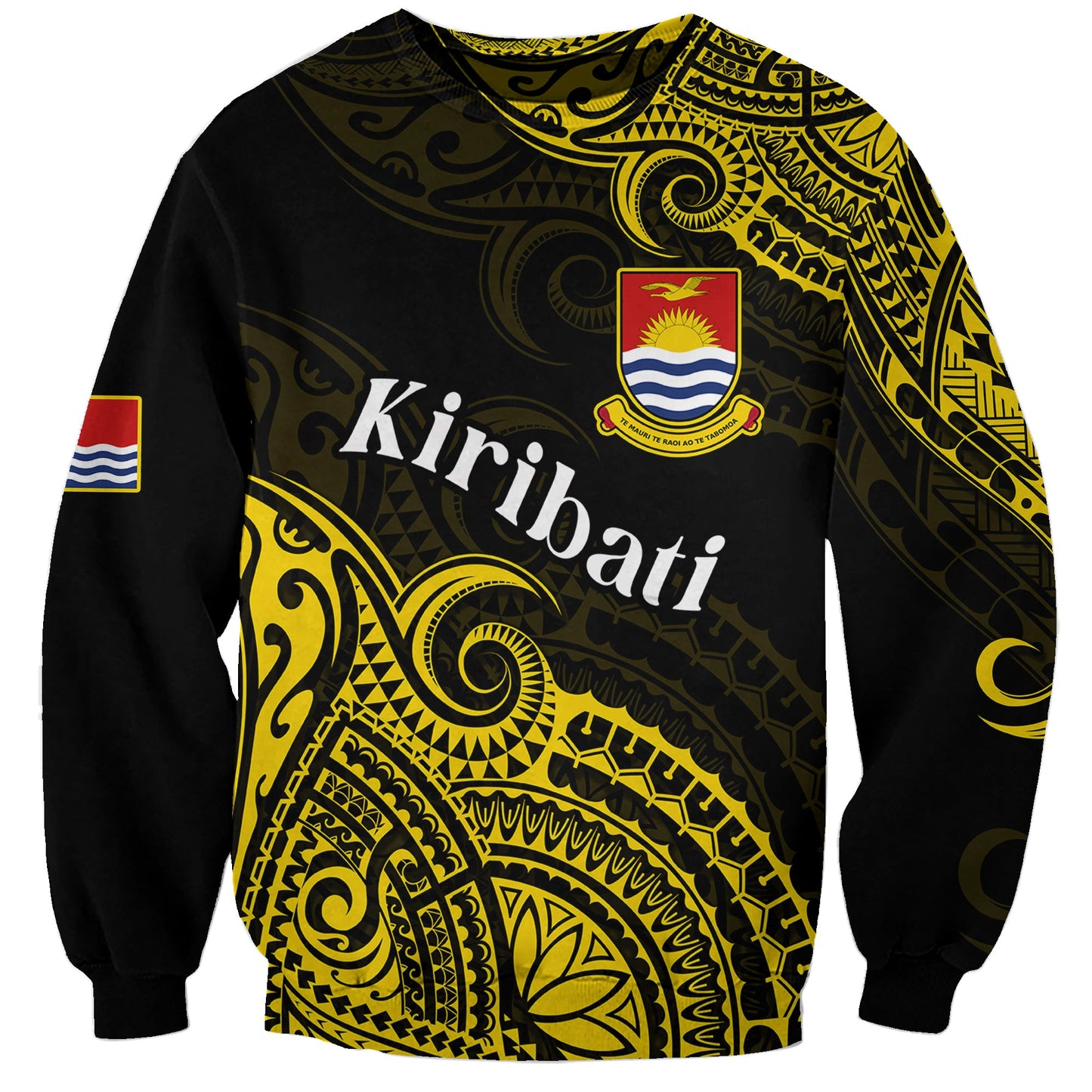 Ribaberiki Kiribati Coat Of Arms Mix Yellow Polynesian Sweatshirt