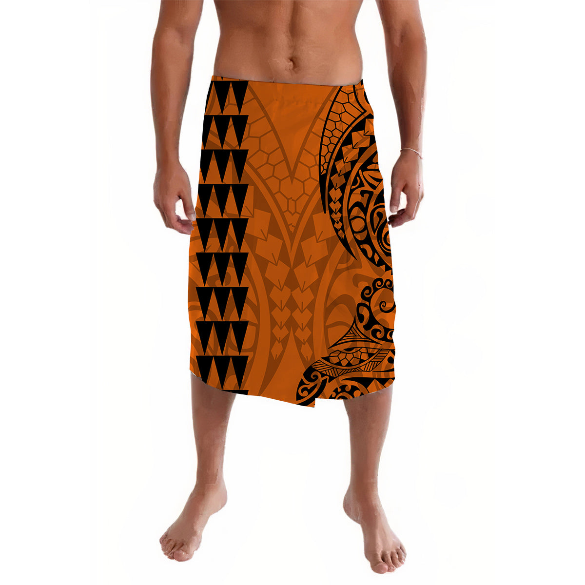 Kakau Polynesian Tribal Orange Lavalava