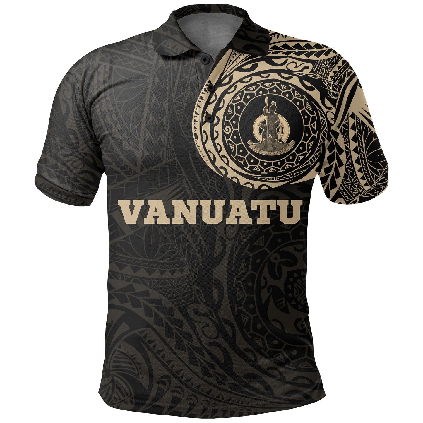 Vanuatu Polo Shirt - Vanuatu Coat Of Arms Polynesian Tattoo