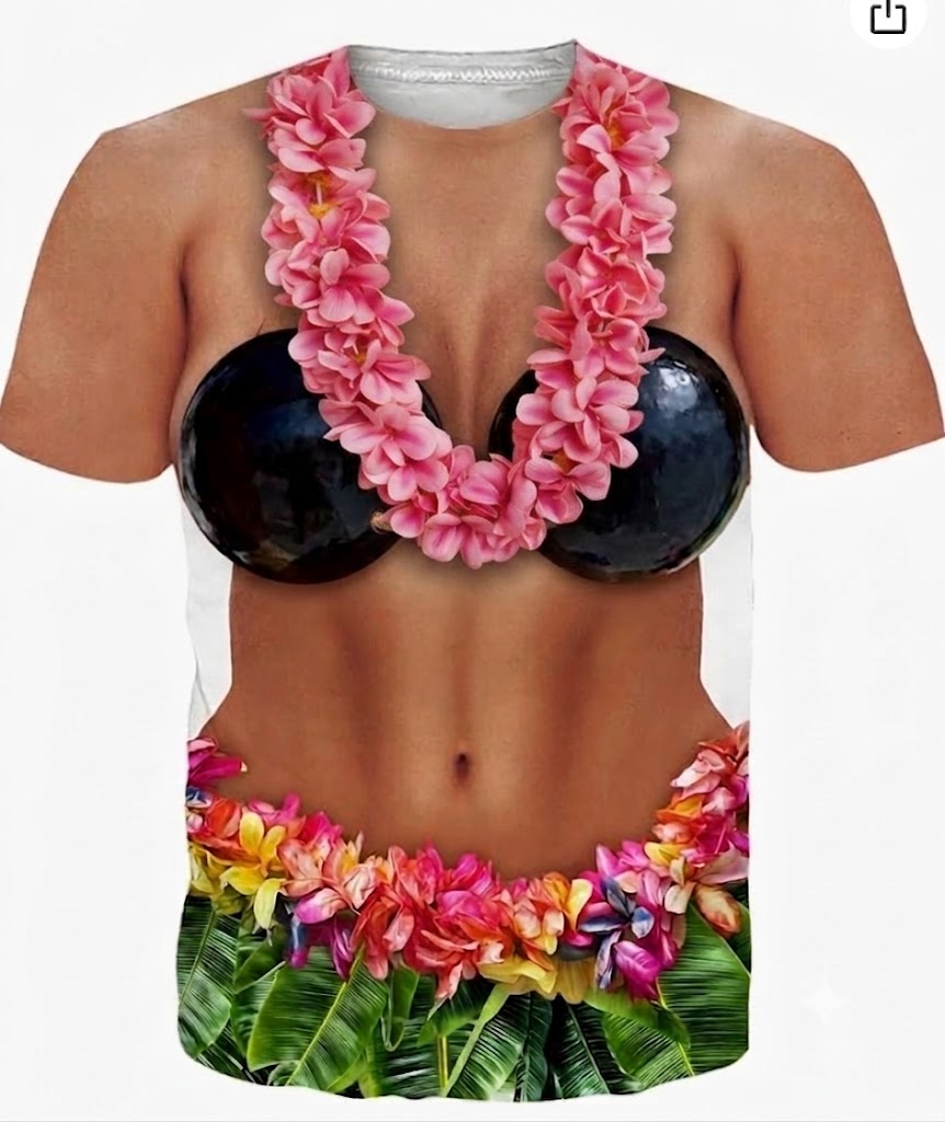 Polynesian Women Shirt Flowers Necklace Funny Leaf Skirt Style T Shirt For Her