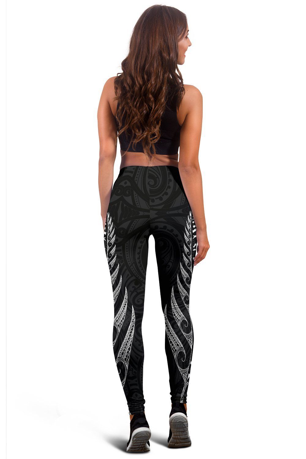 New Zealand Maori Haka Fern Leggings Black