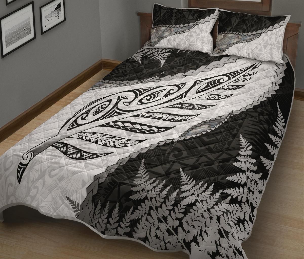 Paua Shell Maori Silver Fern Quilt Bed Set 2