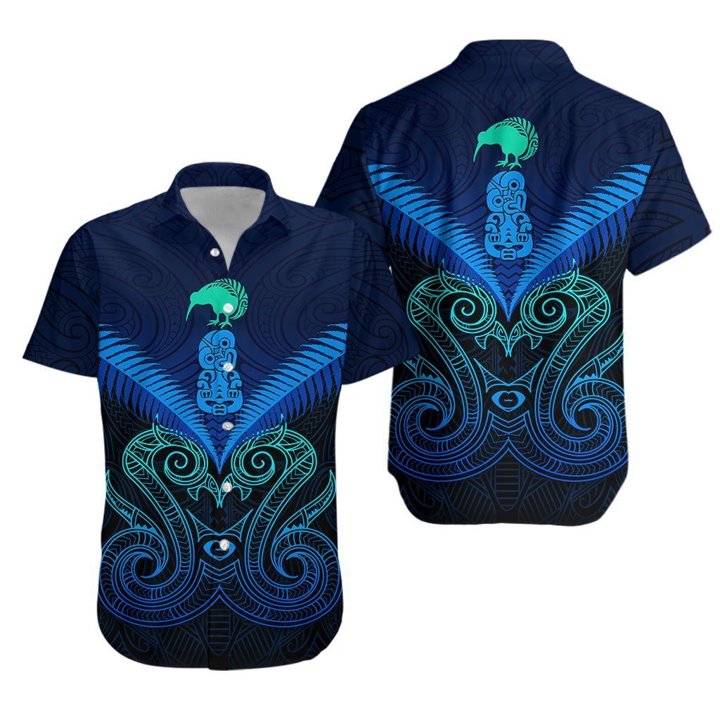 Maori Manaia New Zealand Hawaiian Shirt Blue