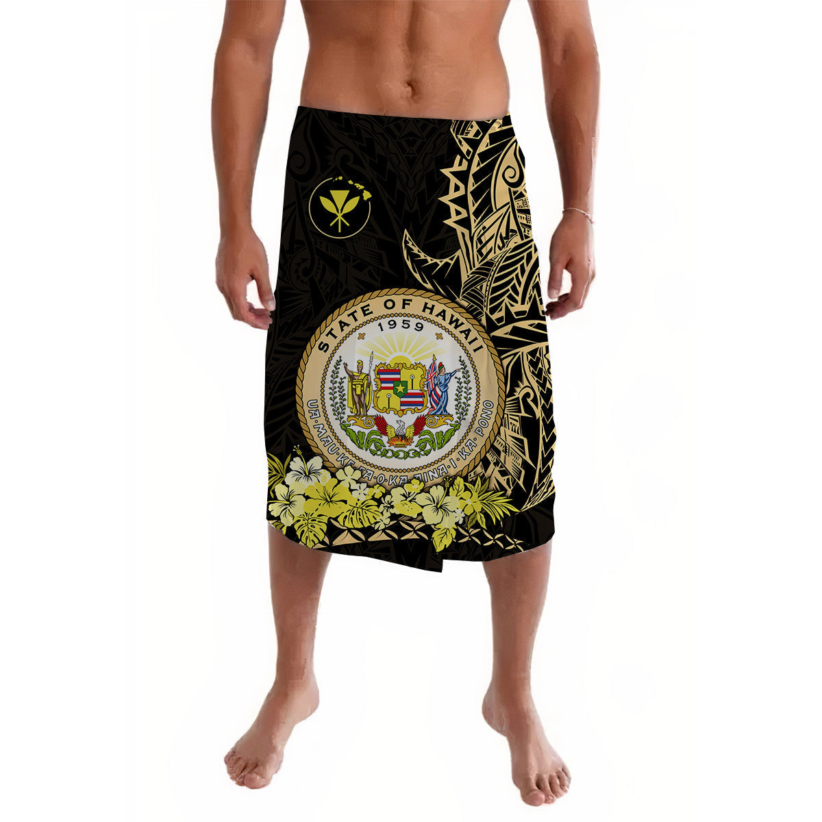 Hawaiian Polynesian Lavalava Gold Seal of Hawaii