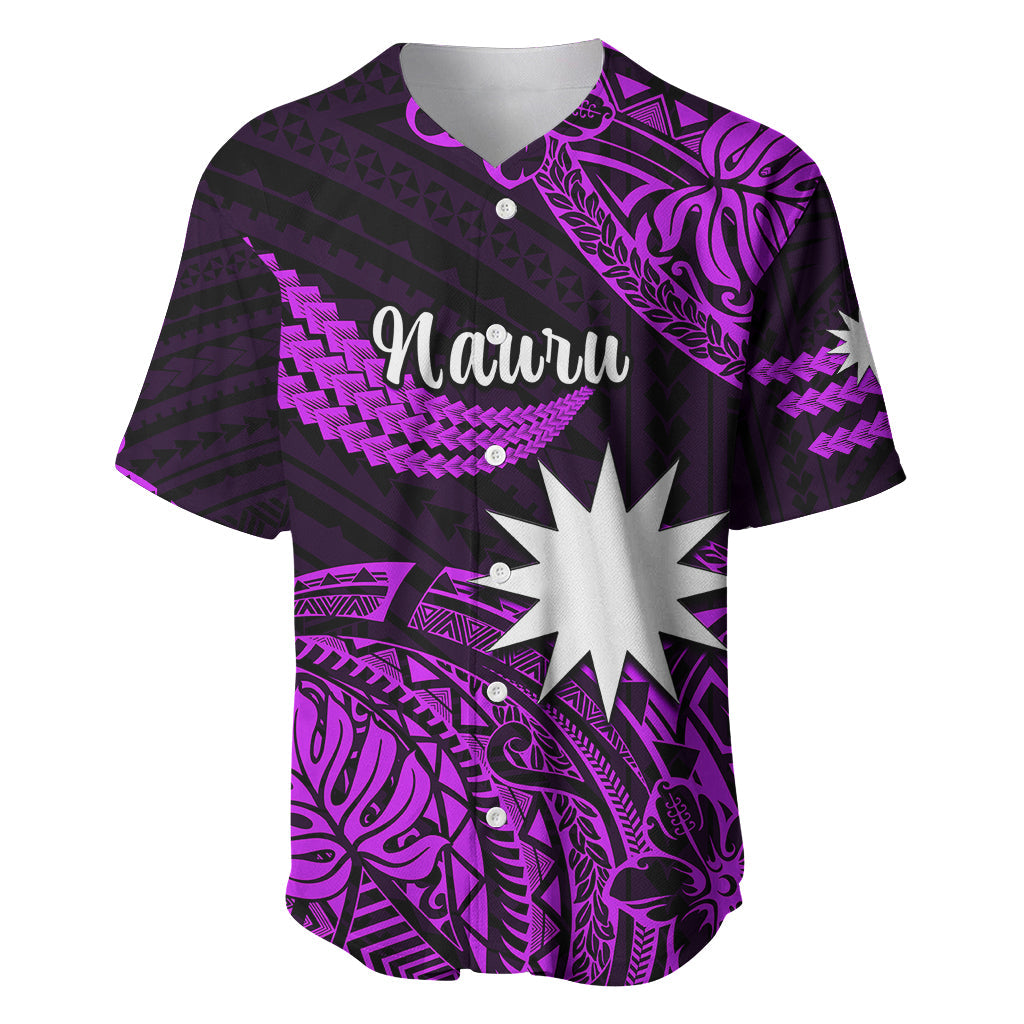 (Custom Personalised) Nauru Polynesian Hibiscus Naoero Purple Baseball Jersey