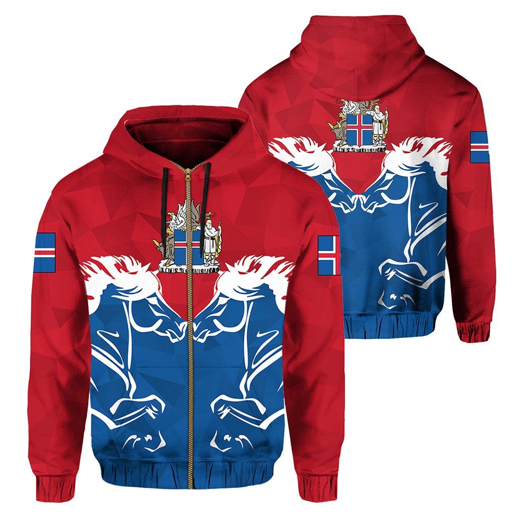 Iceland Zip Up Hoodie, Icelandic Horse Coat Of Arms Couple Style