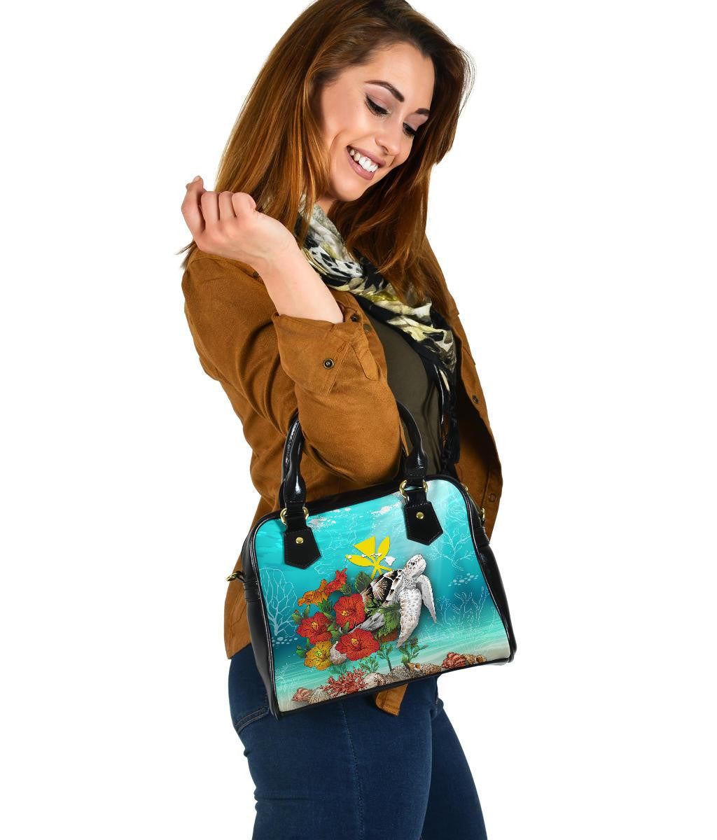 Kanaka Maoli Hawaiian Shoulder Handbag Ocean Turtle Hibiscus