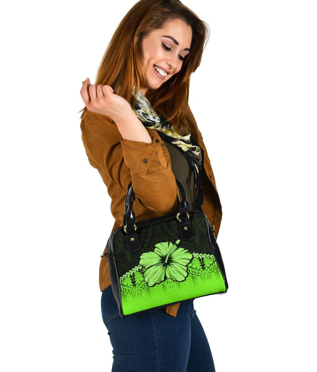 Polynesian Shoulder Handbag Hibiscus Green