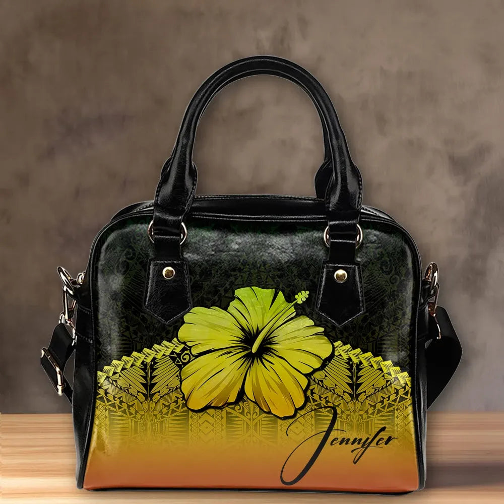 Custom Polynesian Shoulder Handbag Reggae Hibiscus Personal Signature