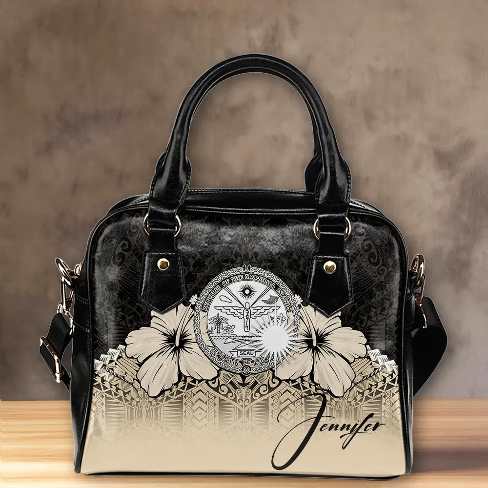 Custom Marshall Islands Shoulder Handbag Hibiscus Personal Signature