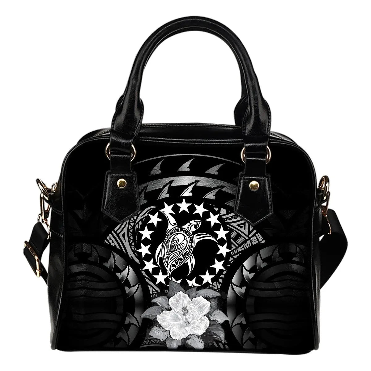 Cook Islands Shoulder Handbag Gray Hibiscus