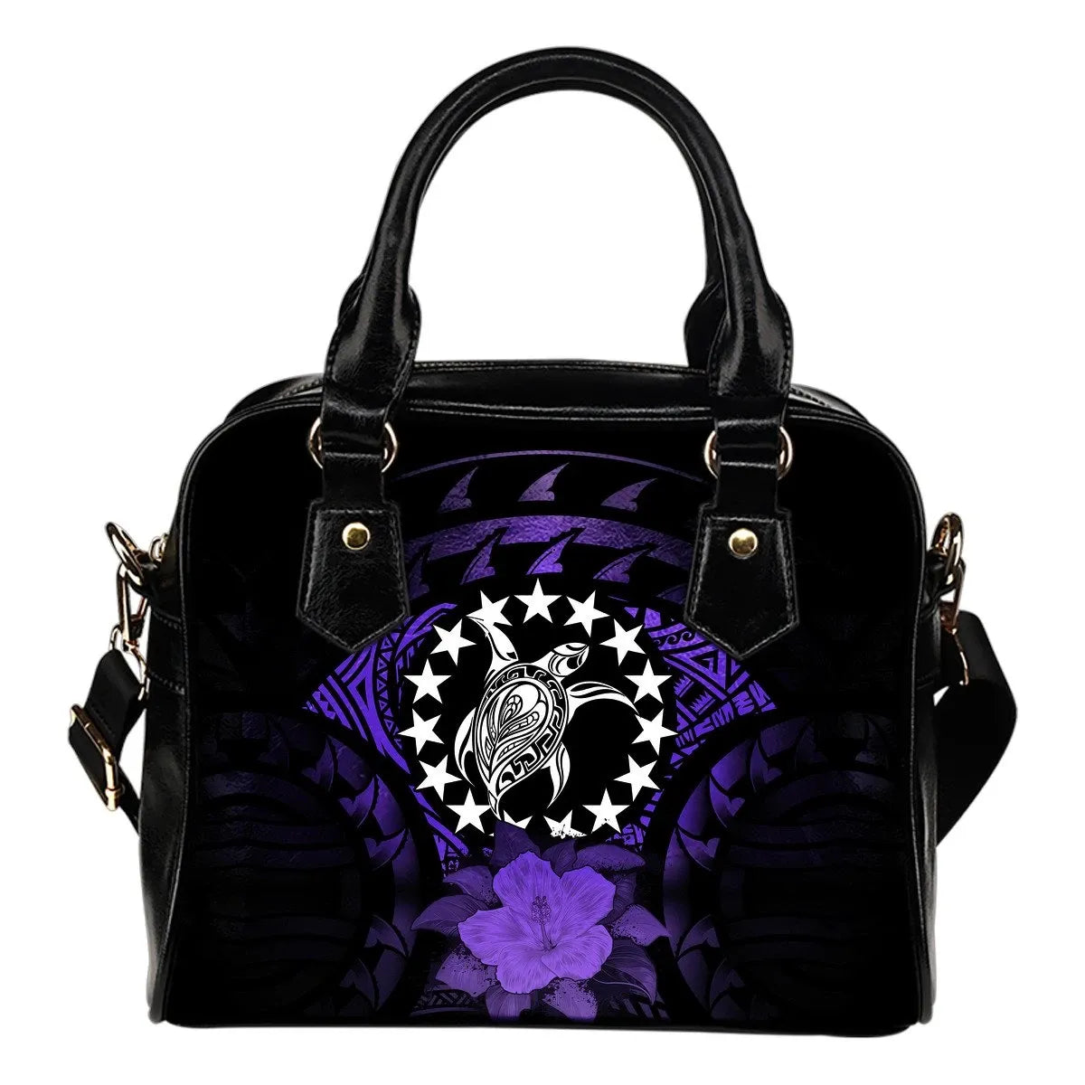 Cook Islands Shoulder Handbag Purple Hibiscus