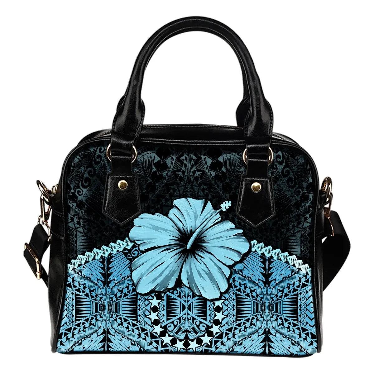 Cook Islands Shoulder Handbag Hibiscus Turquoise