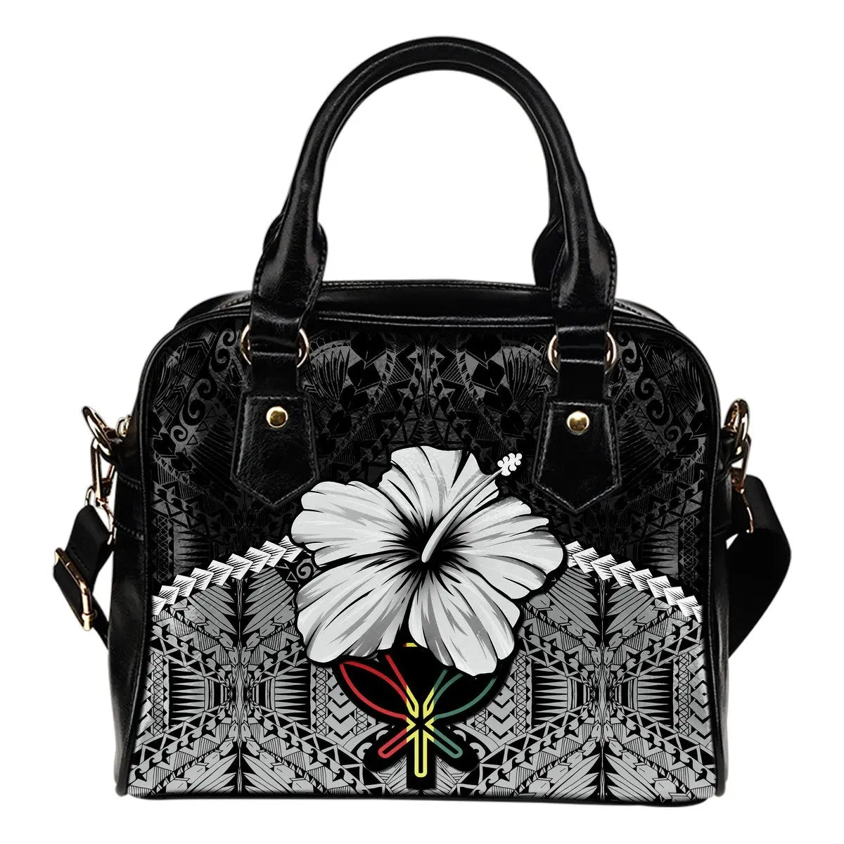Hawaii Shoulder Handbag Hibiscus Gray