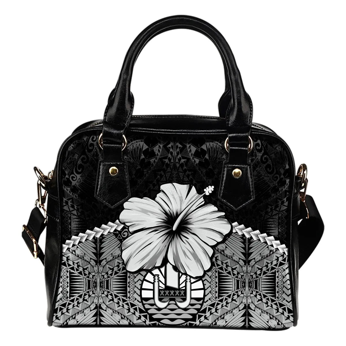 Tahiti Shoulder Handbag Hibiscus Gray