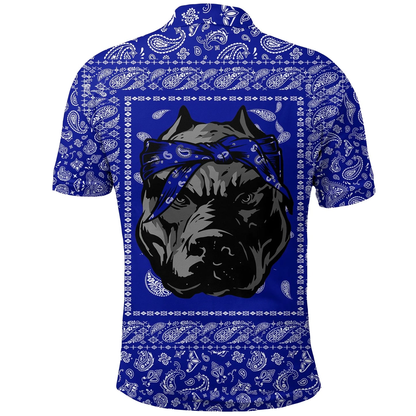 Crips Gang Bulldog Polo Shirt Blue Bandana Pattern Printed Shirt