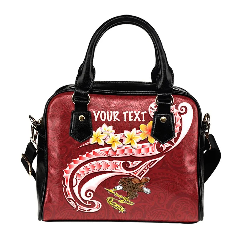 American Samoa Custom Personalised Shoulder Handbag As Seal Polynesian Patterns Plumeria