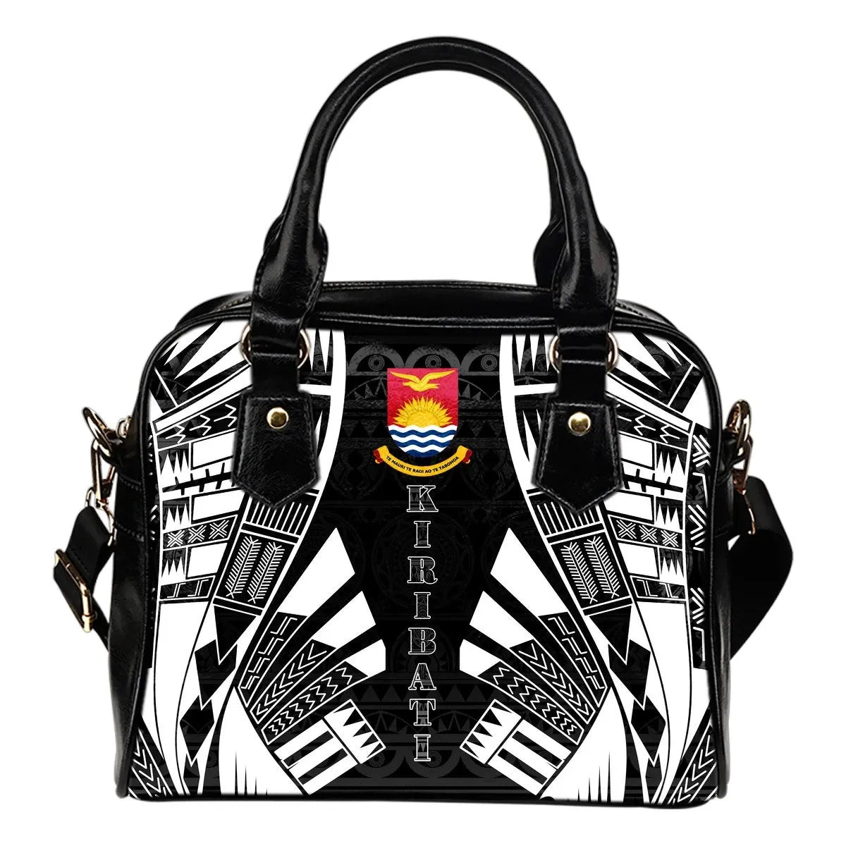 Kiribati Shoulder Handbag Polynesian Tattoo Black 0