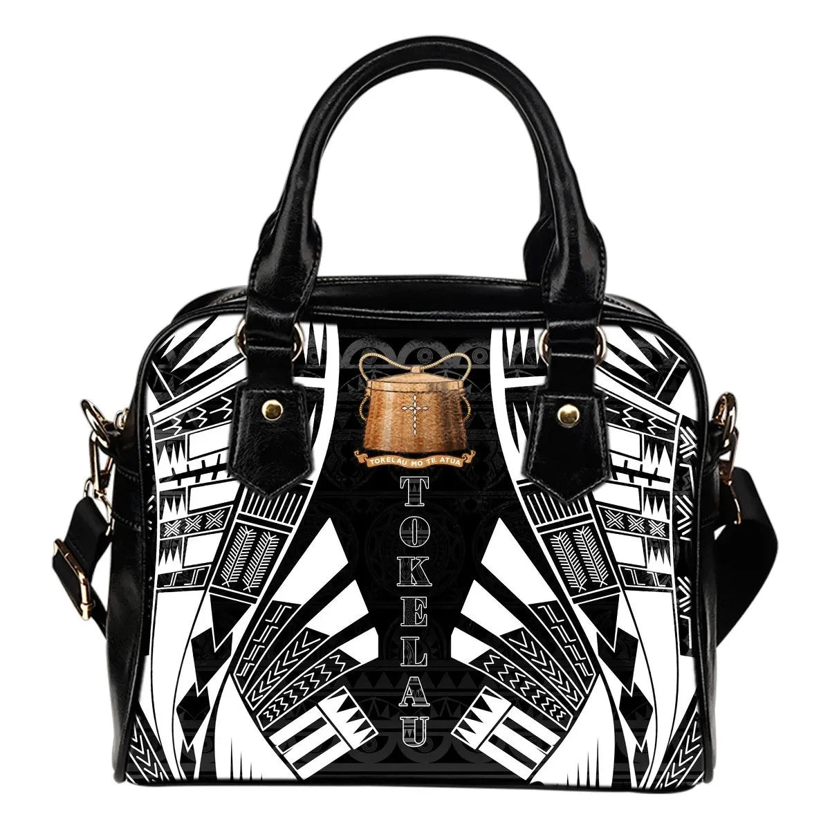 Tokelau Shoulder Handbag Polynesian Tattoo Black 0