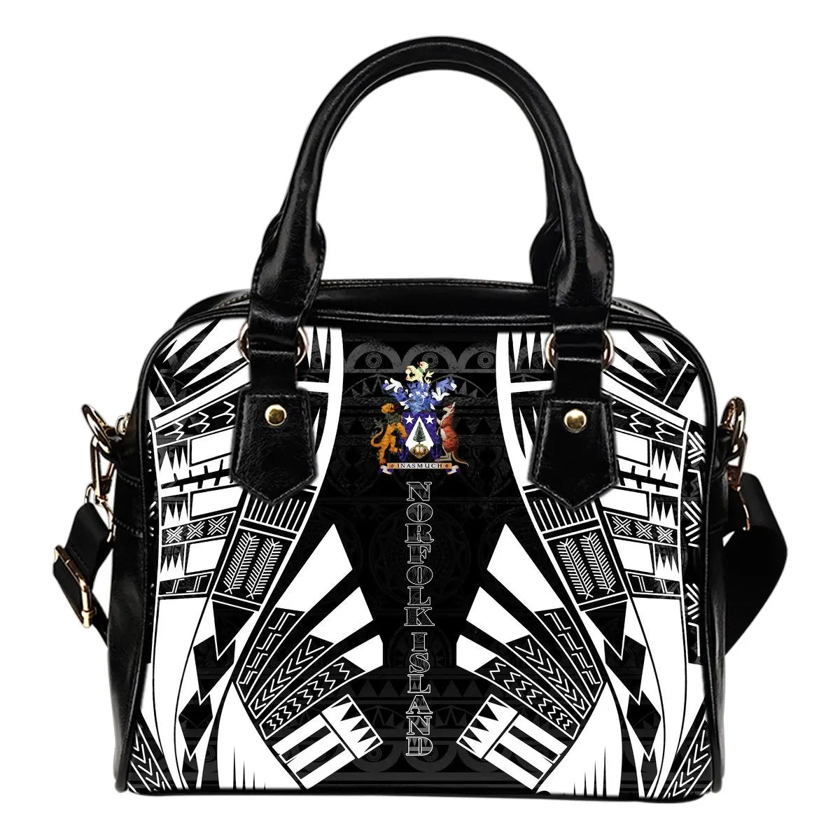 Norfolk Island Shoulder Handbag Polynesian Tattoo Black 0