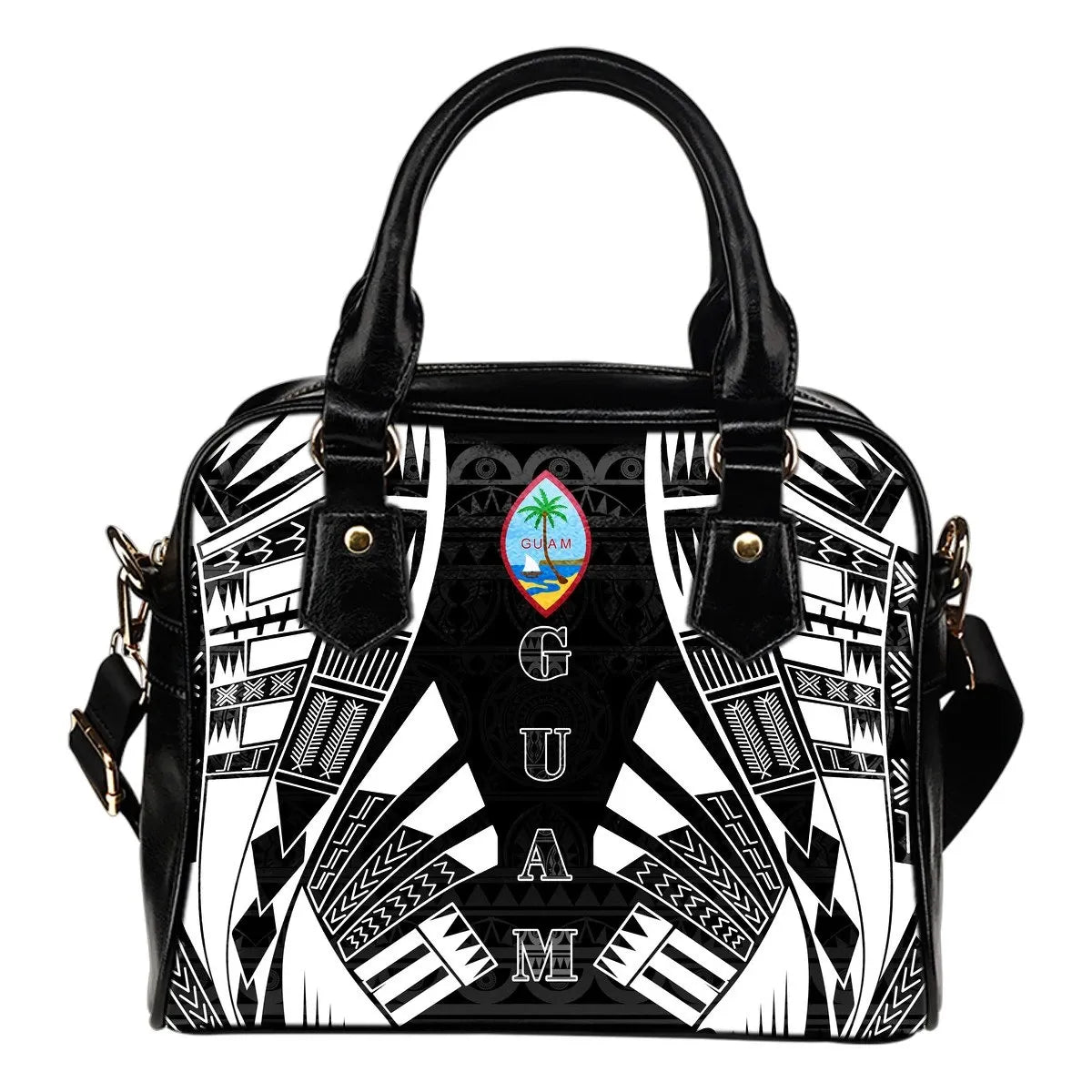 Guam Shoulder Handbag Polynesian Tattoo Black 0