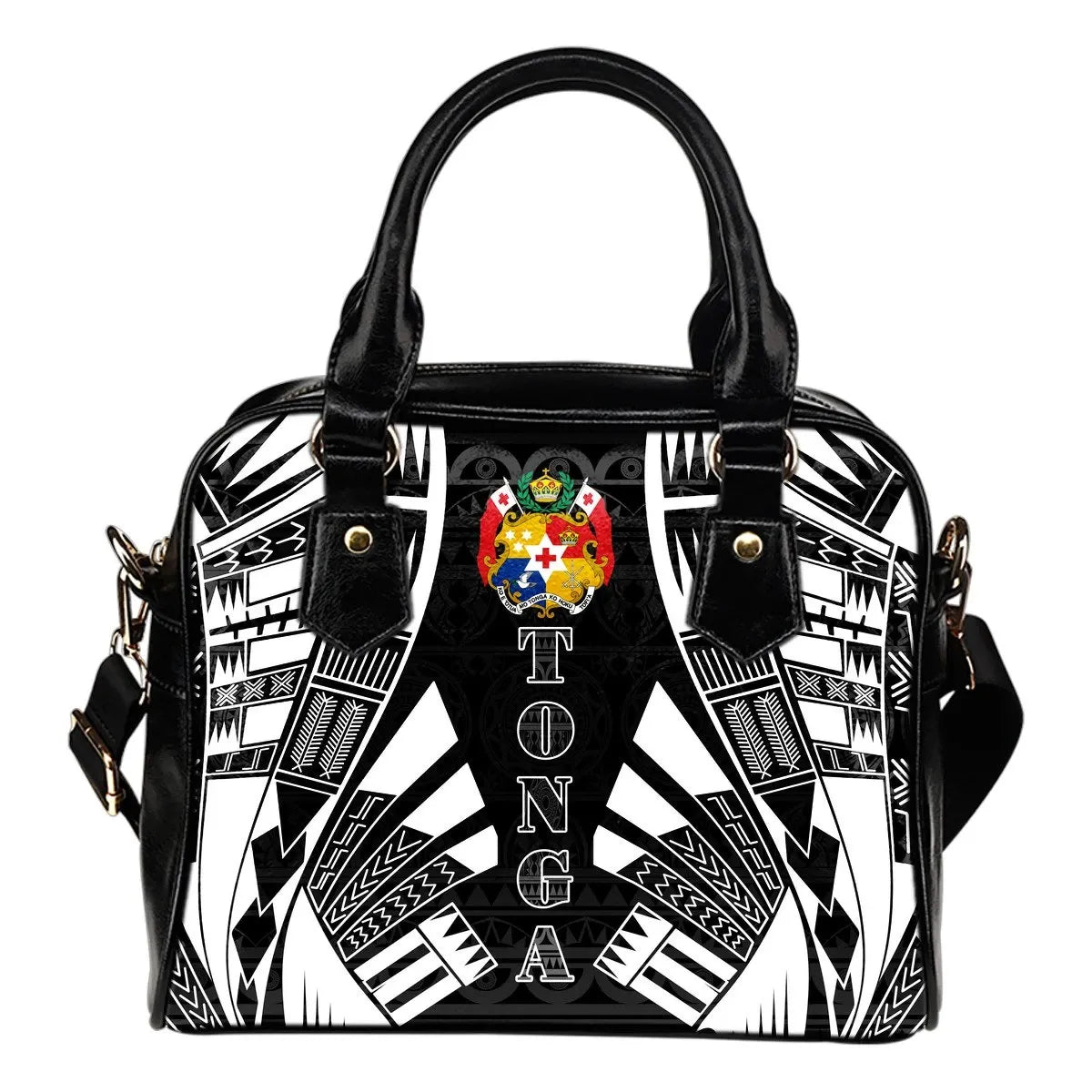 Tonga Shoulder Handbag Polynesian Tattoo Black 0