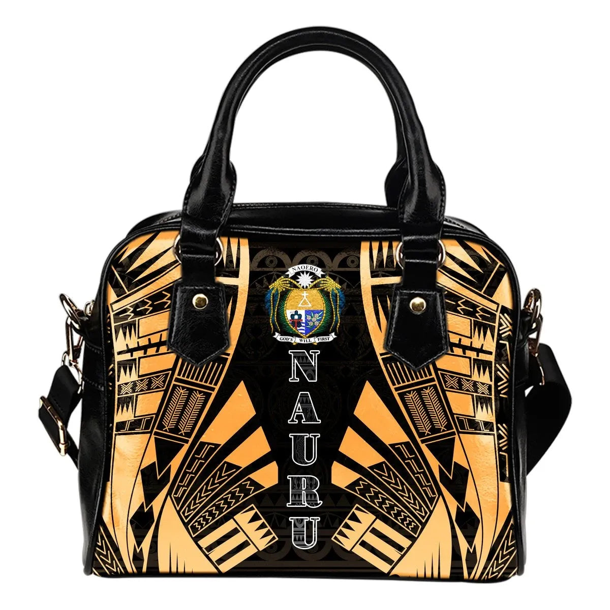 Nauru Shoulder Handbag Polynesian Tattoo Gold 0