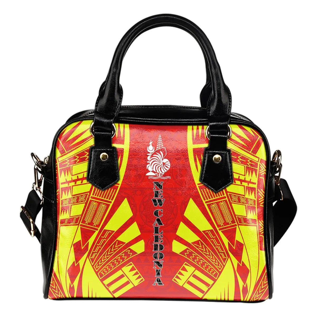New Caledonia Shoulder Handbag Polynesian Tattoo Flag 0