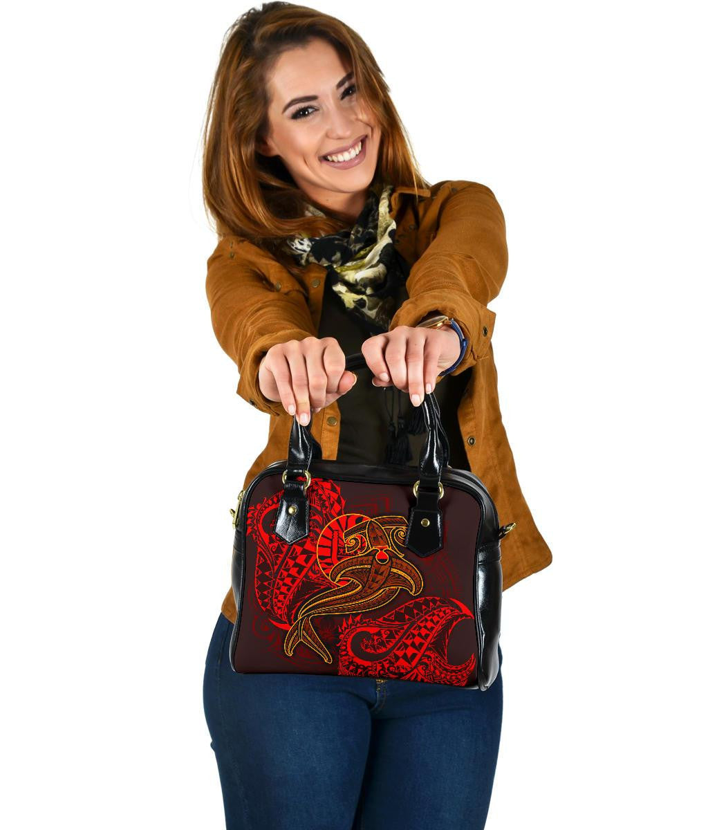 Tahiti Shoulder Handbag Red Shark Polynesian Tattoo