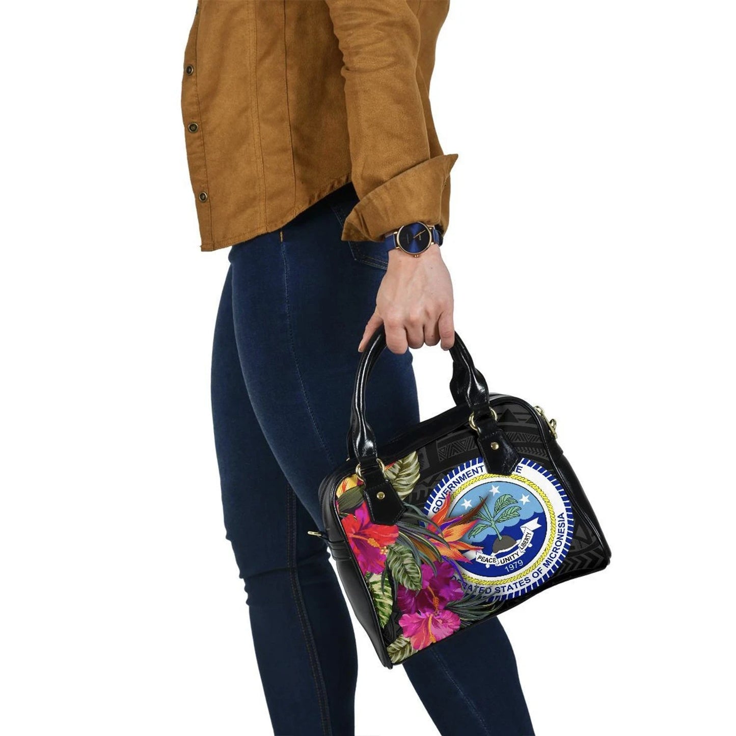 Federated States Of Micronesia Shoulder Handbag Polynesian Hibiscus Pattern