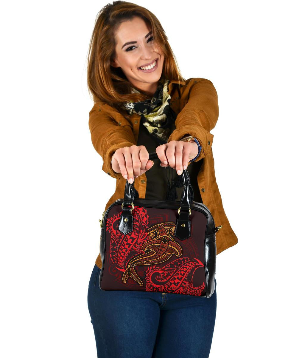 Polynesian Shoulder Handbag Red Shark Polynesian Tattoo
