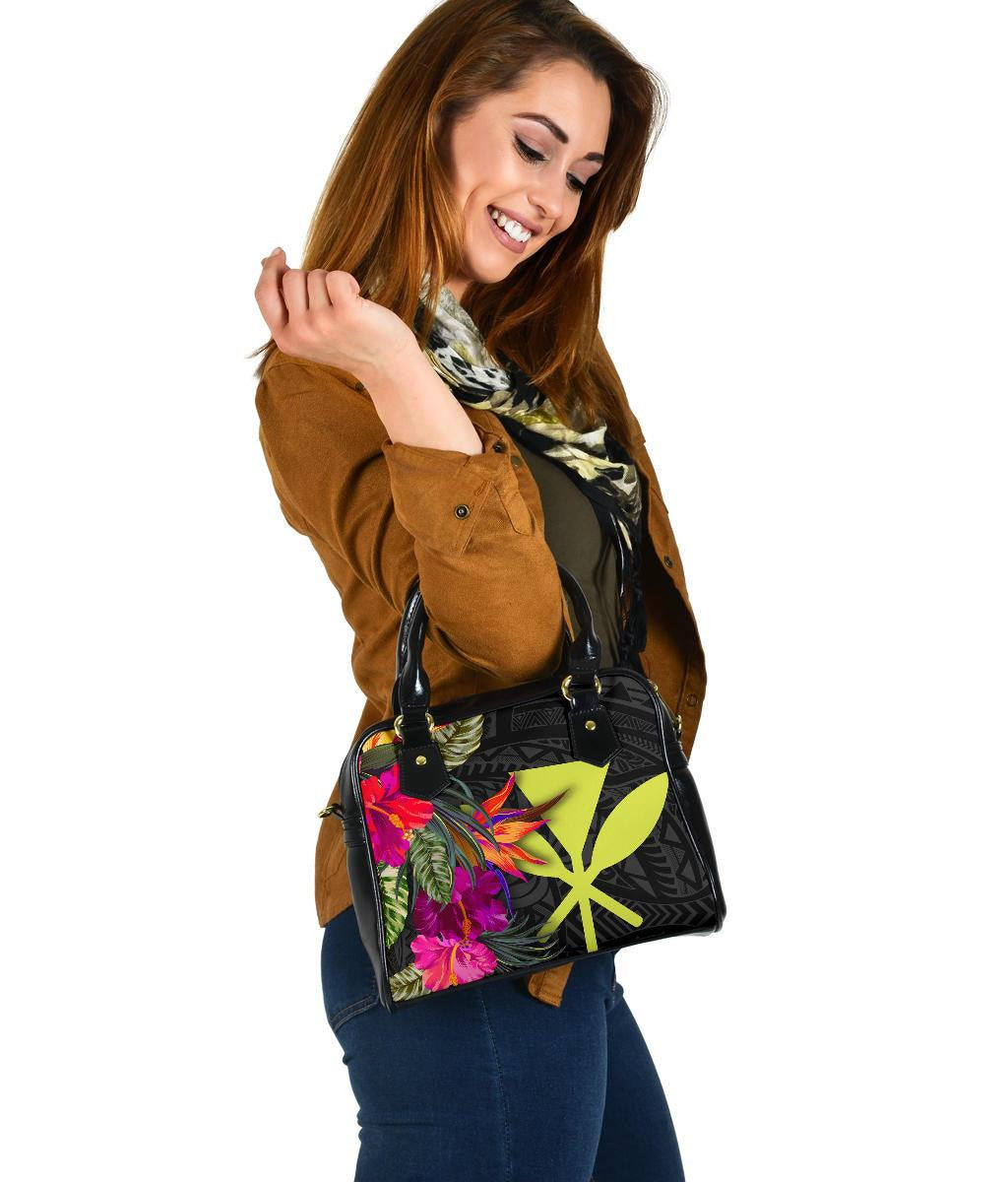 Hawaii Shoulder Handbag Hibiscus Polynesian Pattern