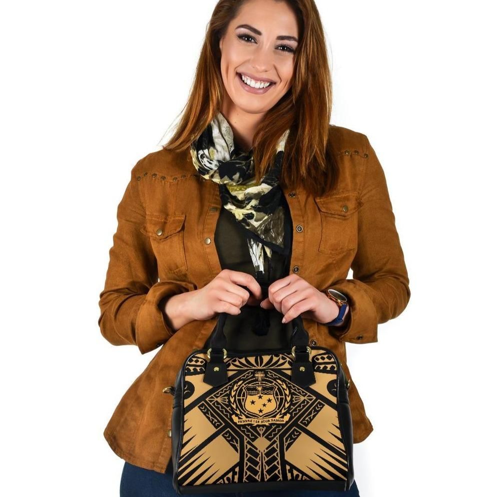 Samoa Polynesian Shoulder Handbag Samoa Gold Seal With Polynesian Tattoo