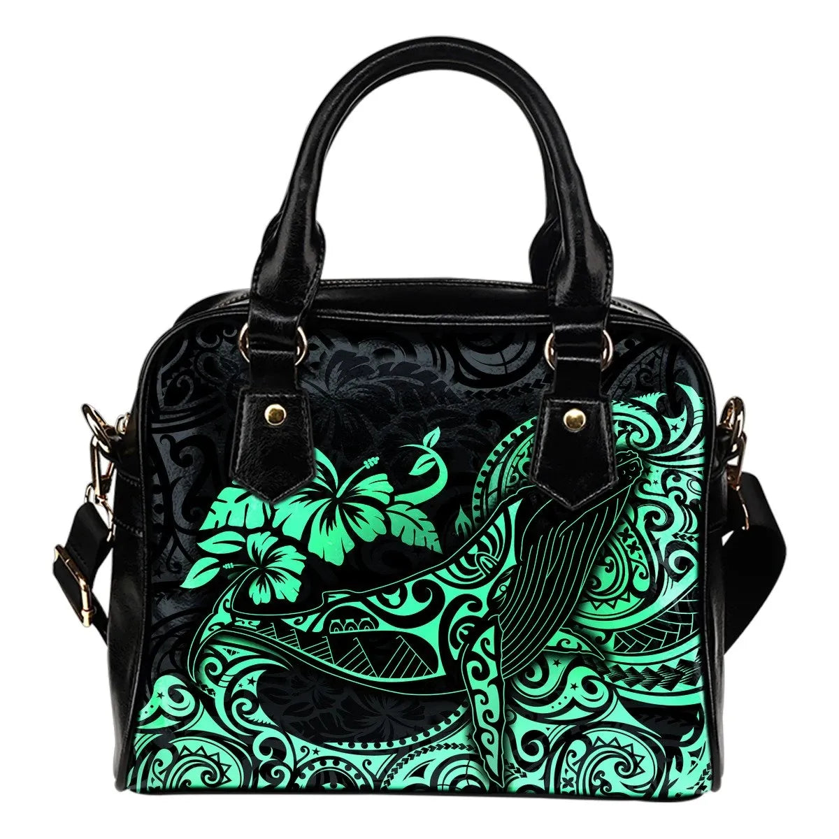 Polynesian Hawaii Shoulder Handbag Polynesian Turquoise Humpback Whale