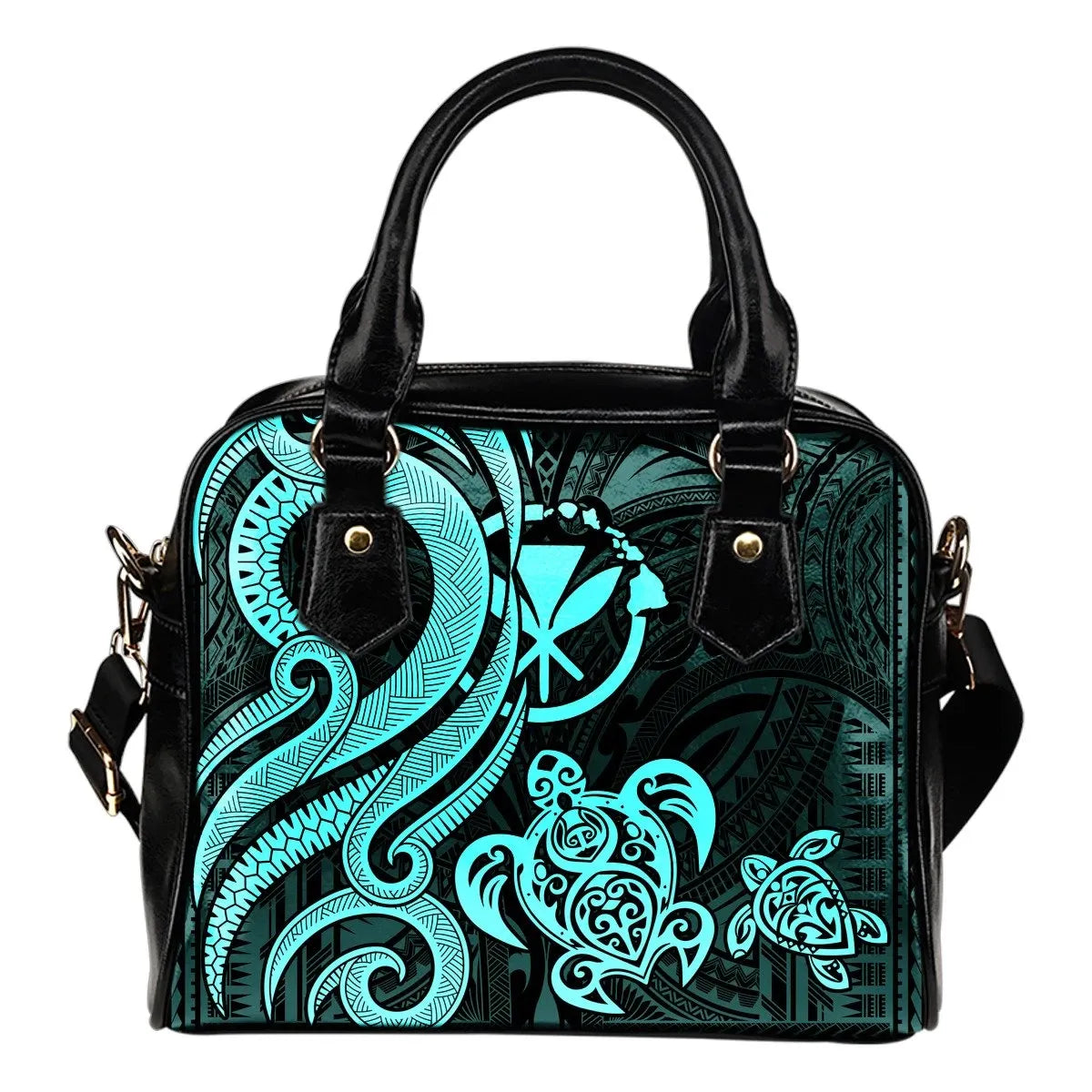 Polynesian Hawaii Kanaka Maoli Shoulder Handbag Blue Tentacle Turtle