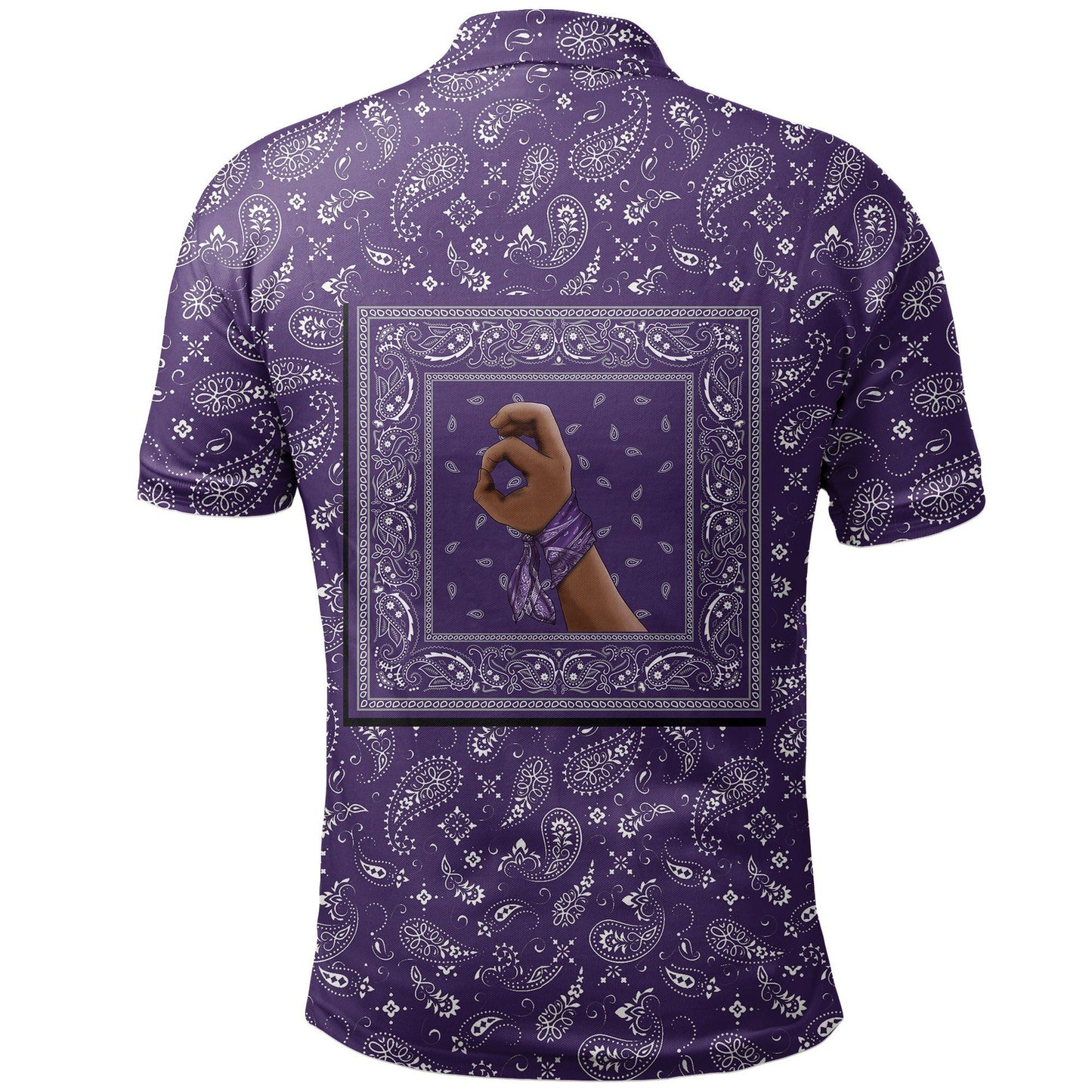 Grape Street Crips Gang Polo Shirt - Purple Bandana Pattern Printed Shirt