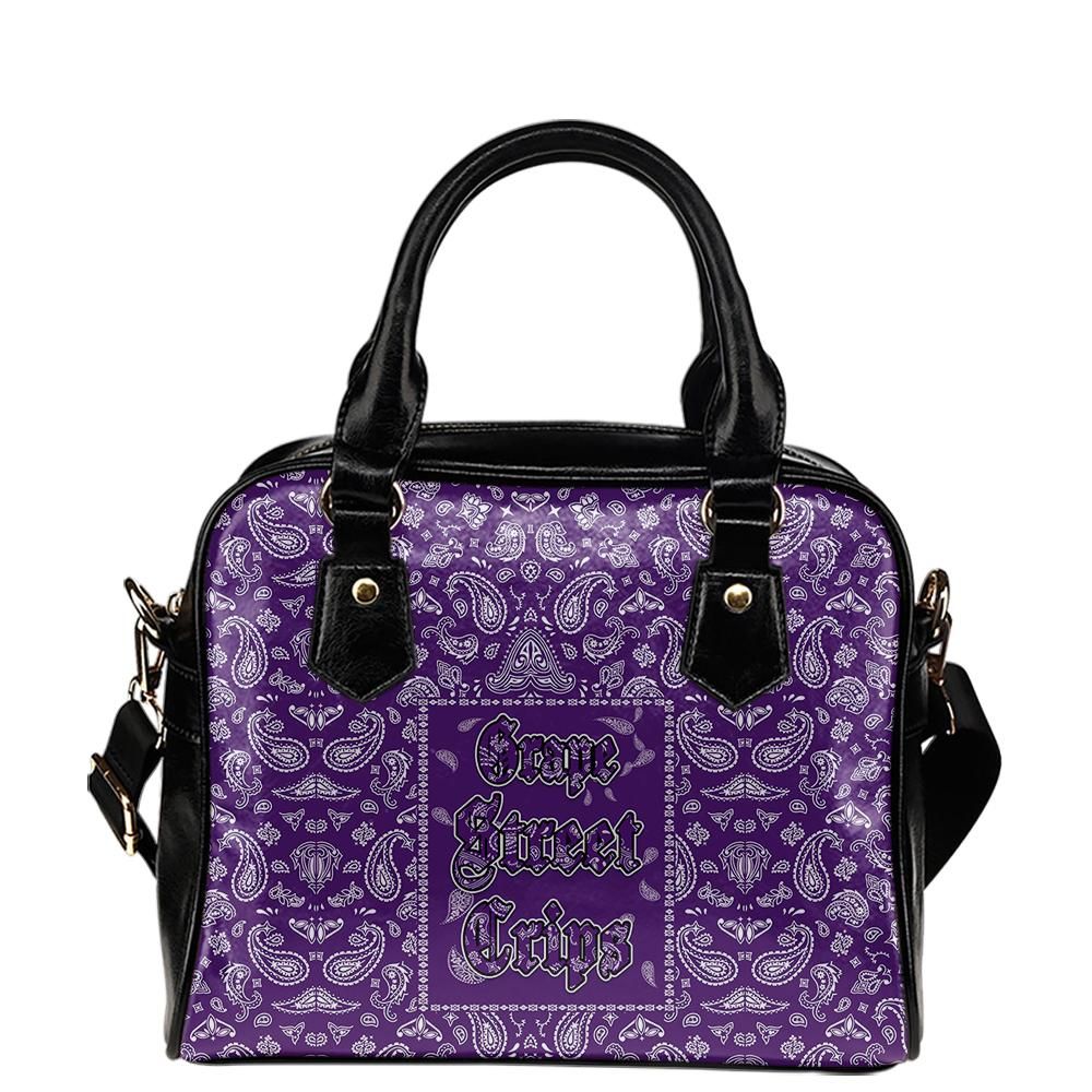 Grape Street Crips Gang Sign Shoulder Handbag Purple Bandana