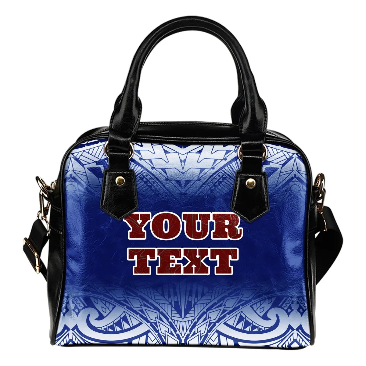 Samoa Custom Personalised Shoulder Handbag Polynesian Fog Blue