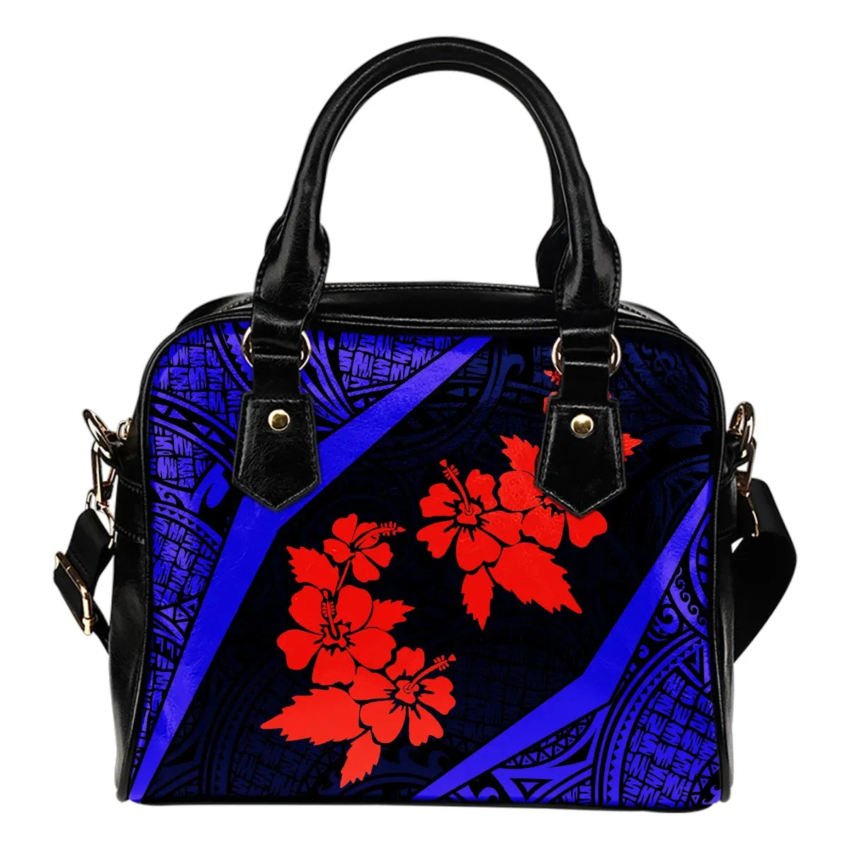 Hawaii Polynesian Shoulder Handbag Hibiscus Redblue