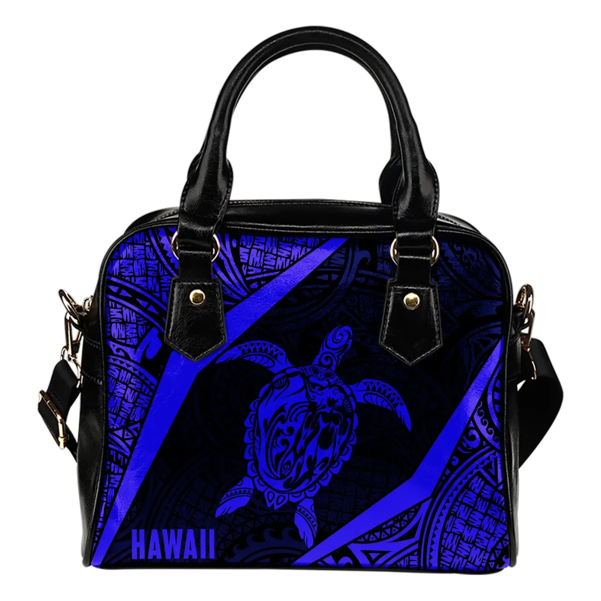 Hawaii Polynesian Shoulder Handbag Turtle Blue