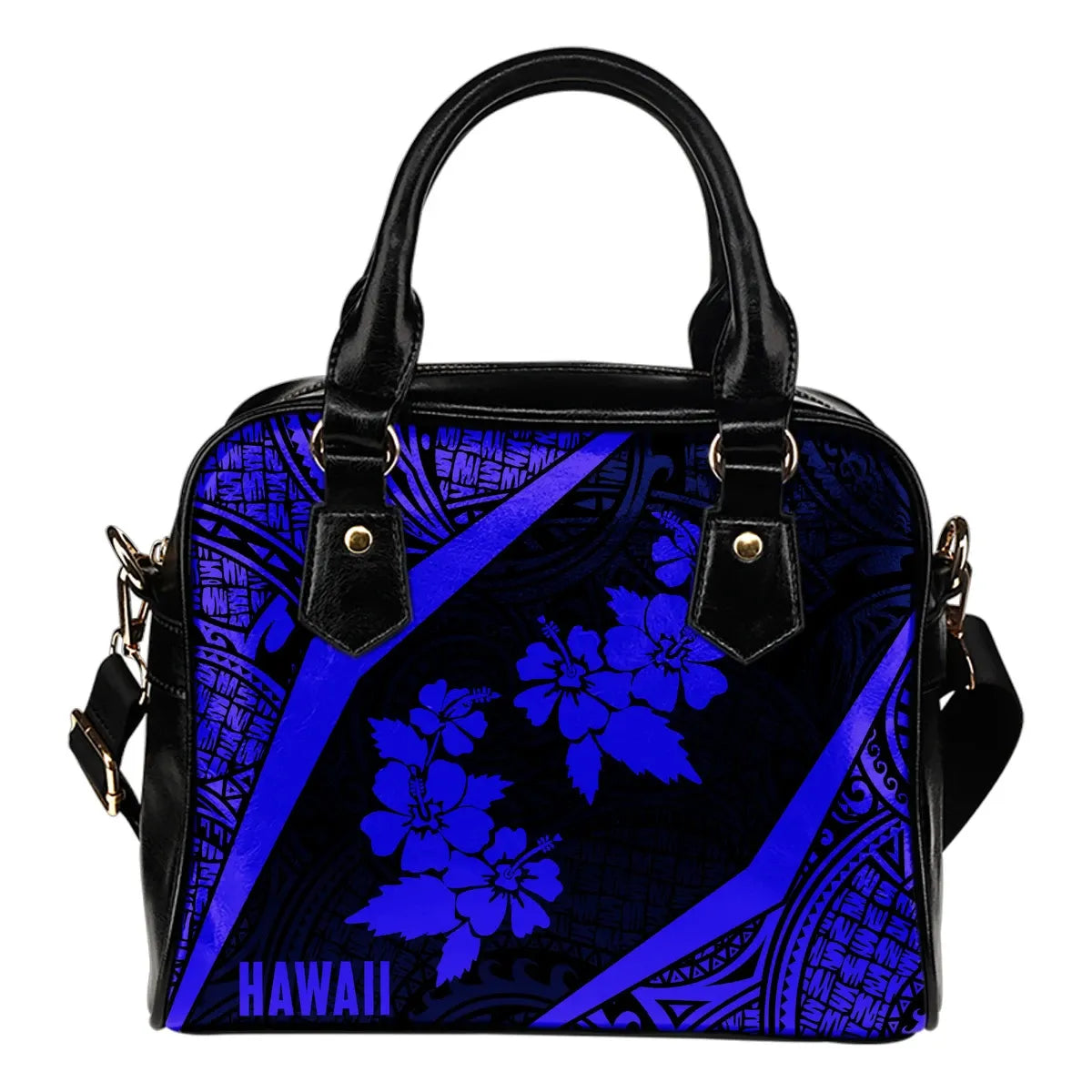 Hawaii Polynesian Shoulder Handbag Hibiscus Blue