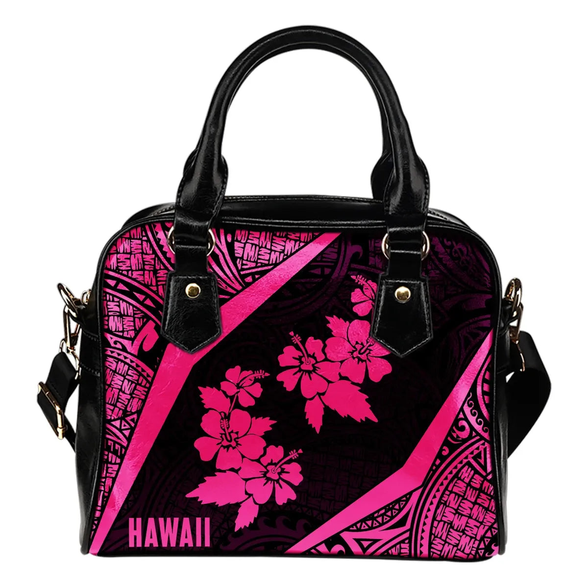 Hawaii Polynesian Shoulder Handbag Hibiscus Pink