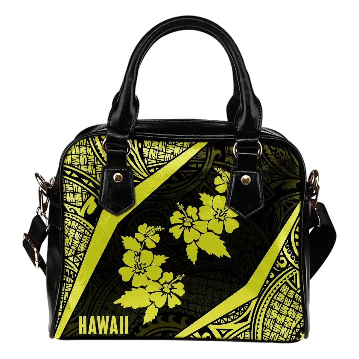 Hawaii Polynesian Shoulder Handbag Hibiscus Yellow