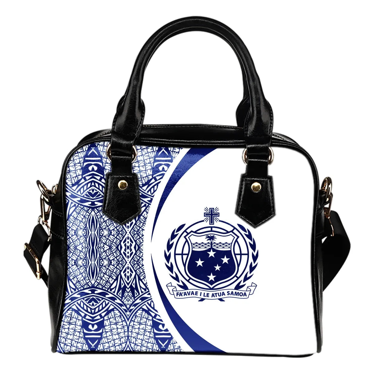 Samoa Coat Of Arms Polynesian Shoulder Handbag Circle Style 05